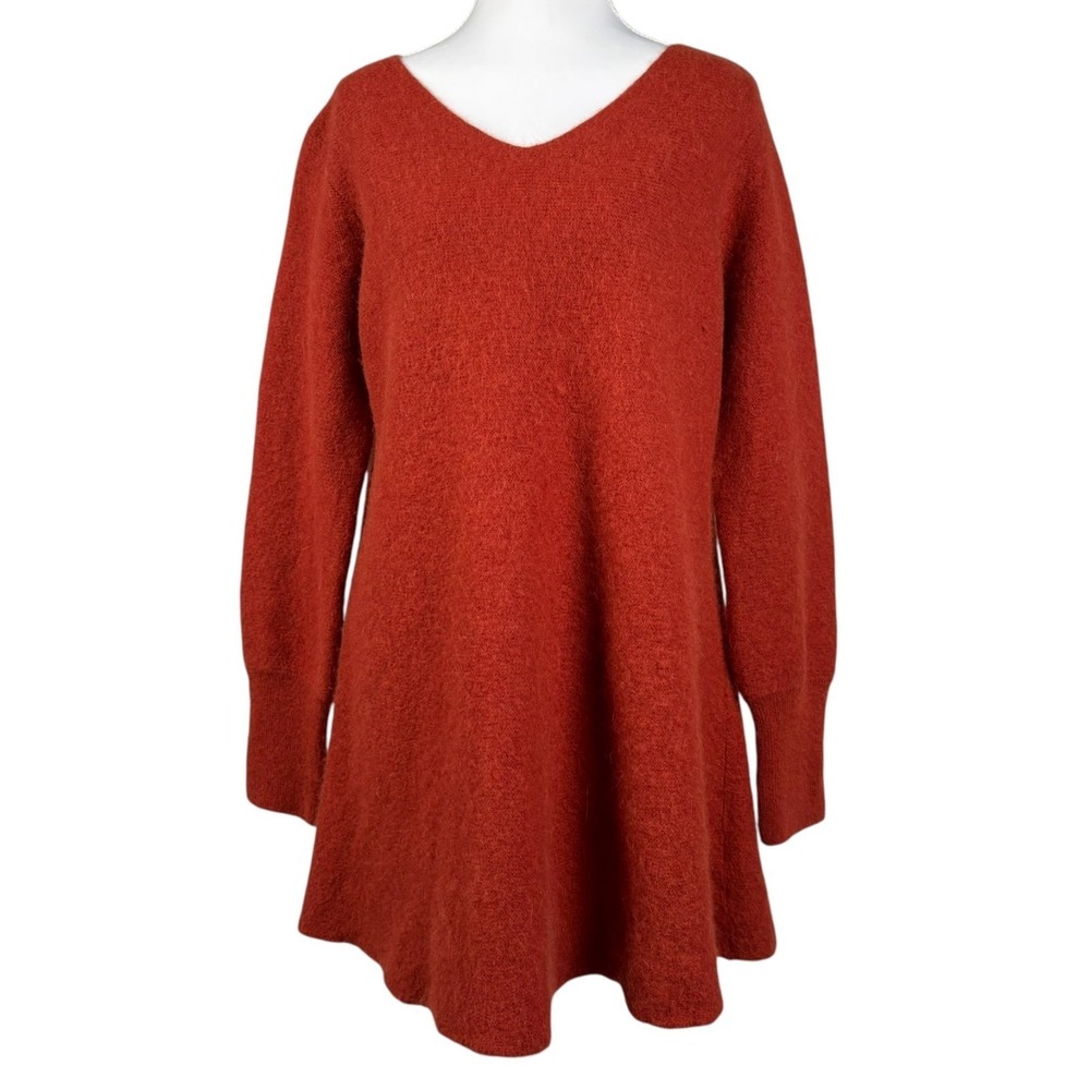 Peruvian Connection 100% Royal Alpaca Sweater Womens L Rust Orange Knit Tunic